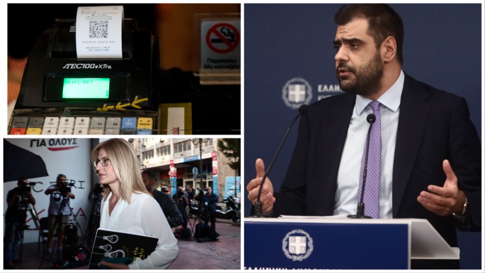 Η εκρπόσωπος Τύπου ΣΥΡΙΖΑ ΠΣ Δώρα Αυγέρη και ο κυβερνητικός εκπρόσωπος Παύλος Μαρινάκης